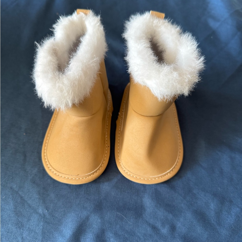 Cozy Tan Baby Boots with Faux Fur